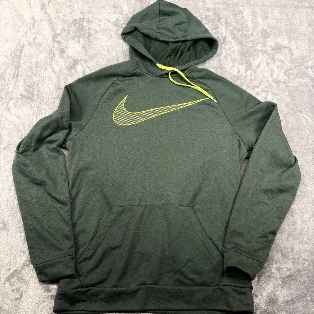 Nike Hoodie Pullover Sweatshirt Mens Medium Green Dri-FIT Just Do It Swoosh‎